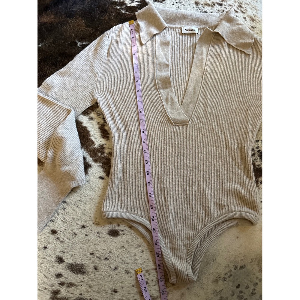 NANUSHKA Azha Ribbed Knit Bodysuit Wool Blend Size Small - Picture 6 of 9